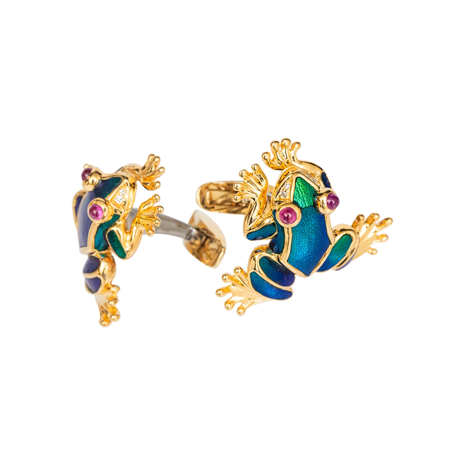 Scarab-Jewelled Toad Cufflinks with Ruby