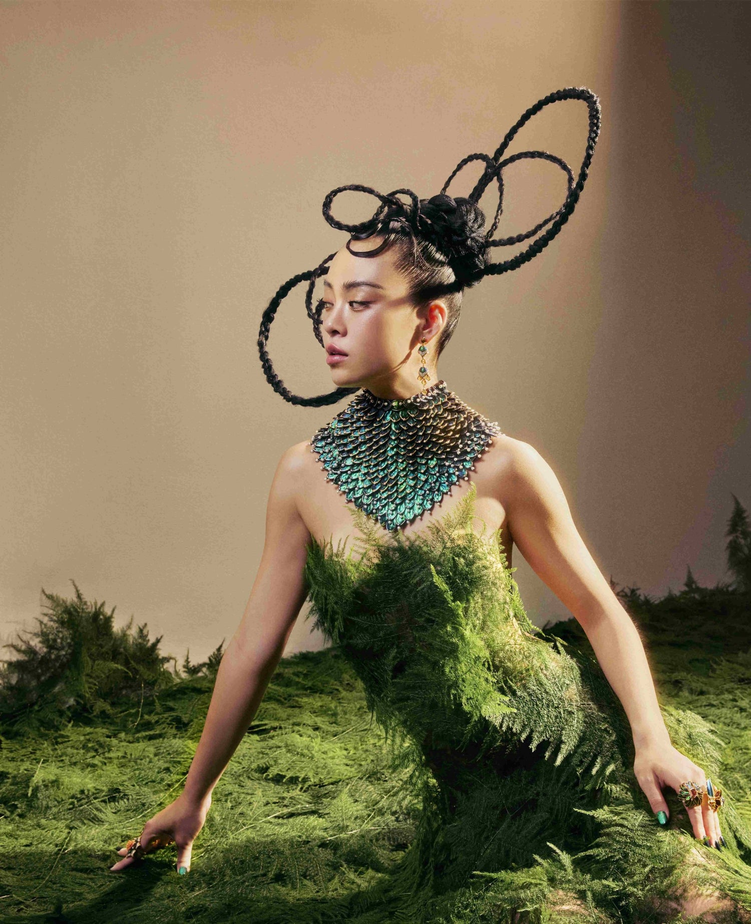 Scarab Couture Crochet Collar with Diamond &  Pearl