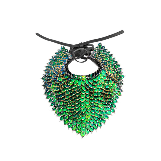 Scarab Couture Crochet Collar with Diamond &  Pearl