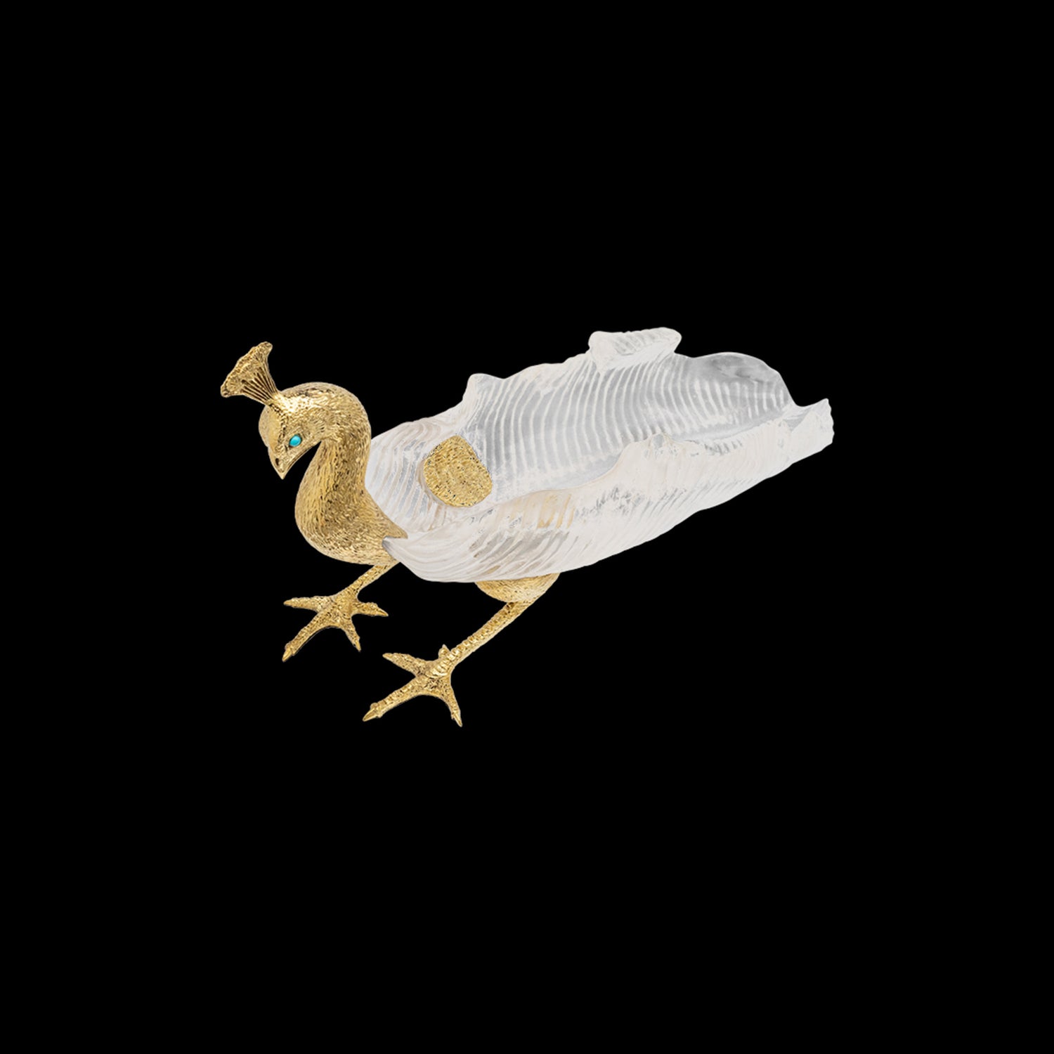 Peacock Crystal Leaf Bowl - Size M