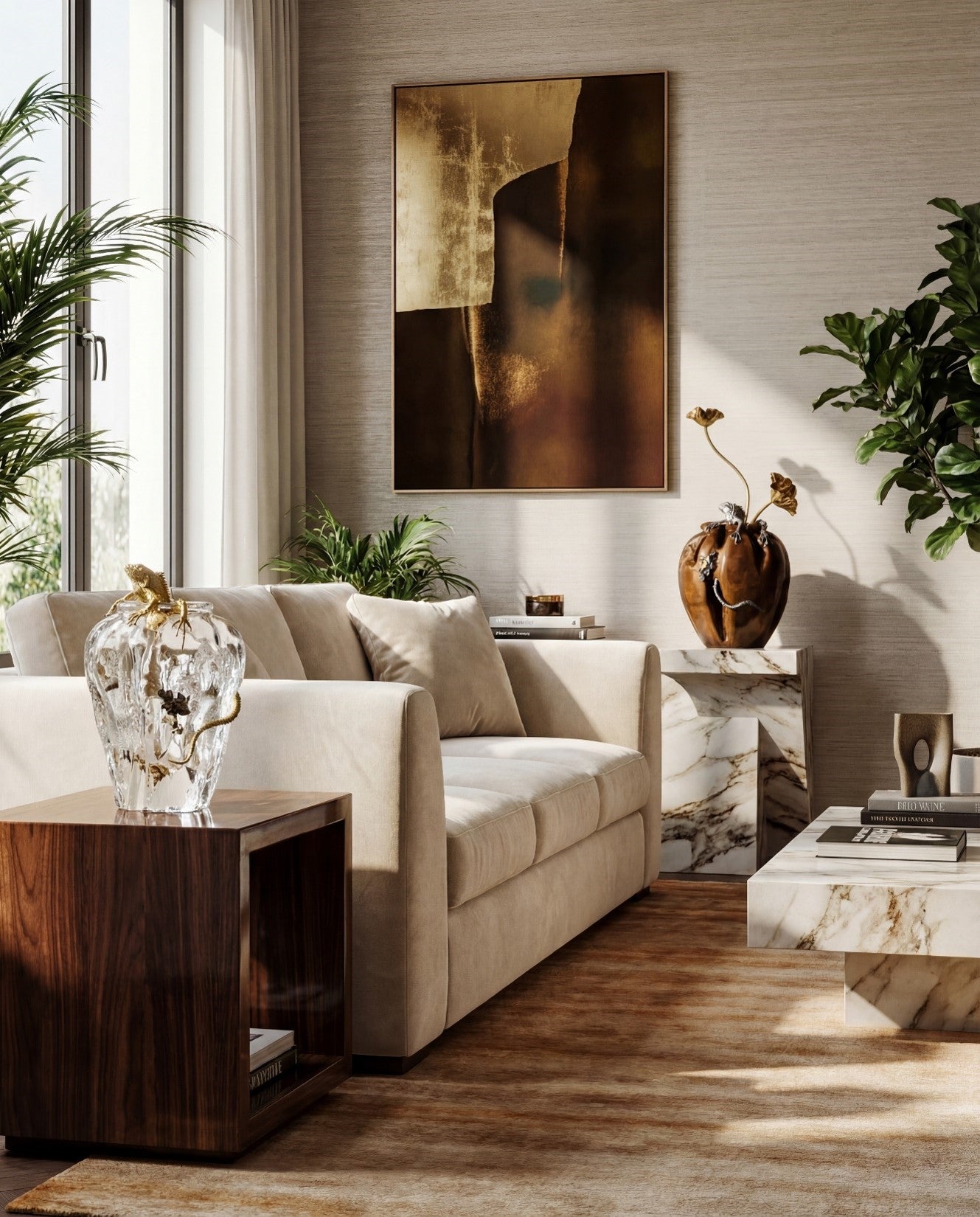 Teak Wood jar with Silver Iguana