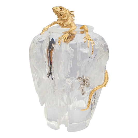 Morning Mist and Silver-Lit Vase with Iguana