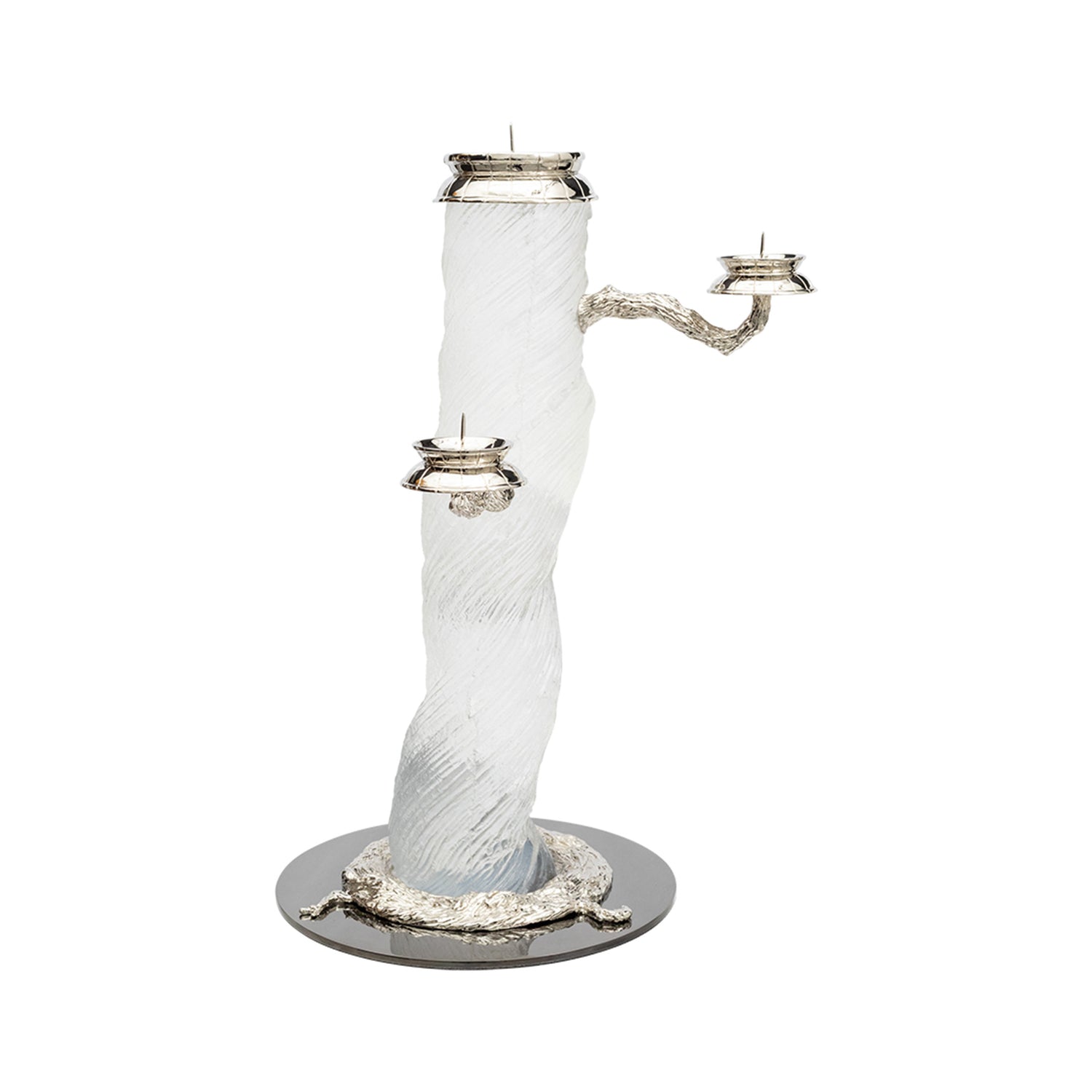 Frosted Liana Candle Holder  (Brass, Nickel)