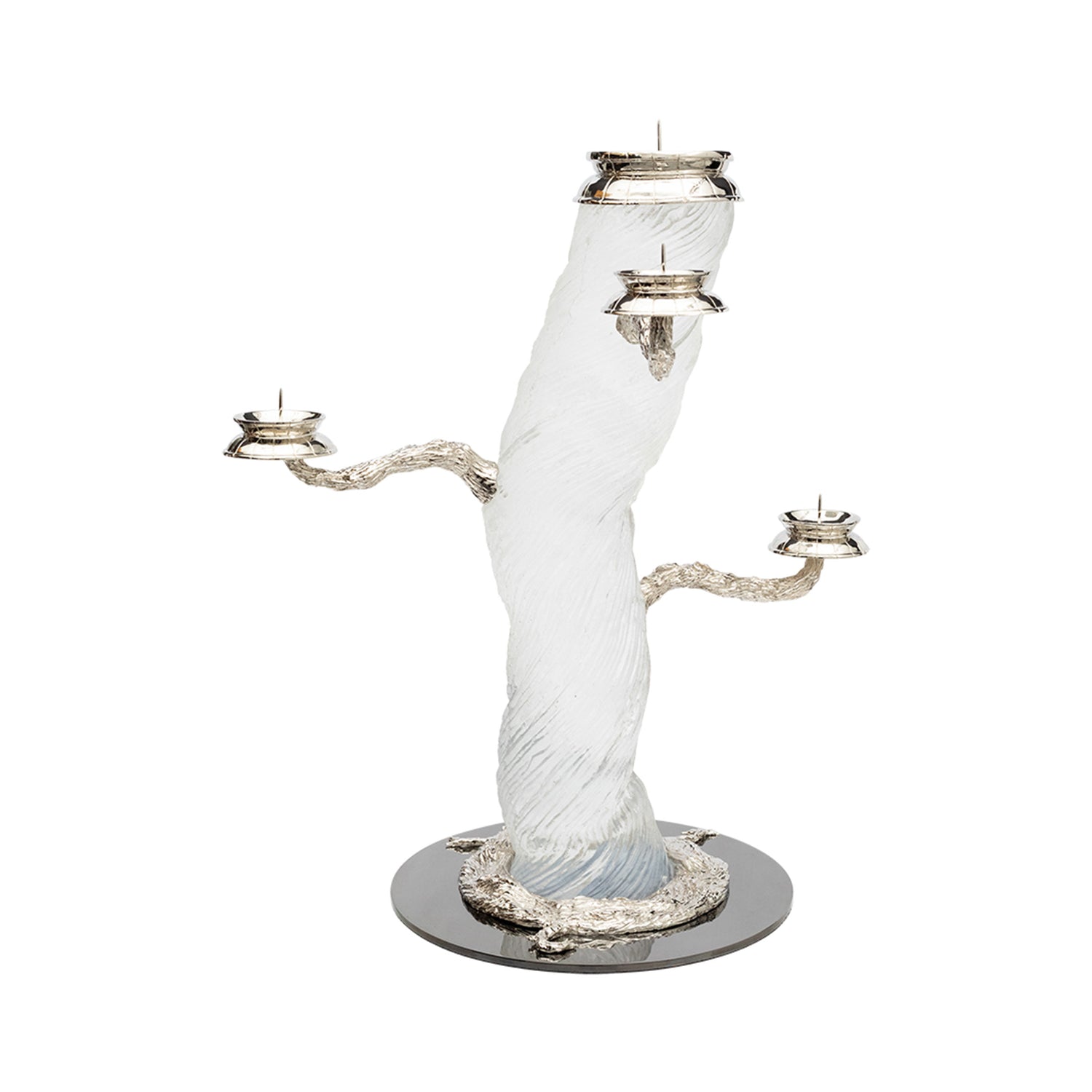 Frosted Liana Candle Holder  (Brass, Nickel)