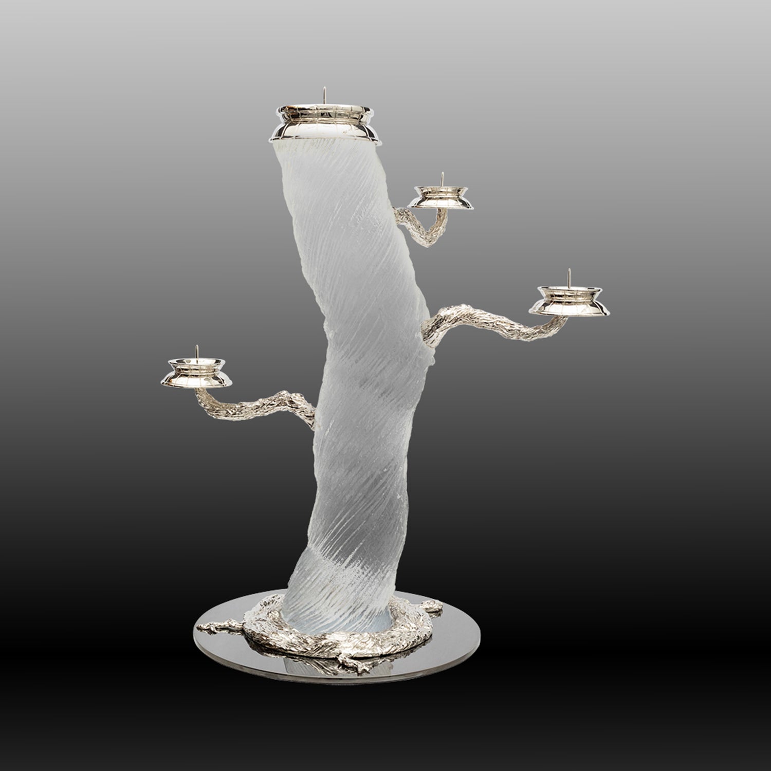 Frosted Liana Candle Holder  (Brass, Nickel)