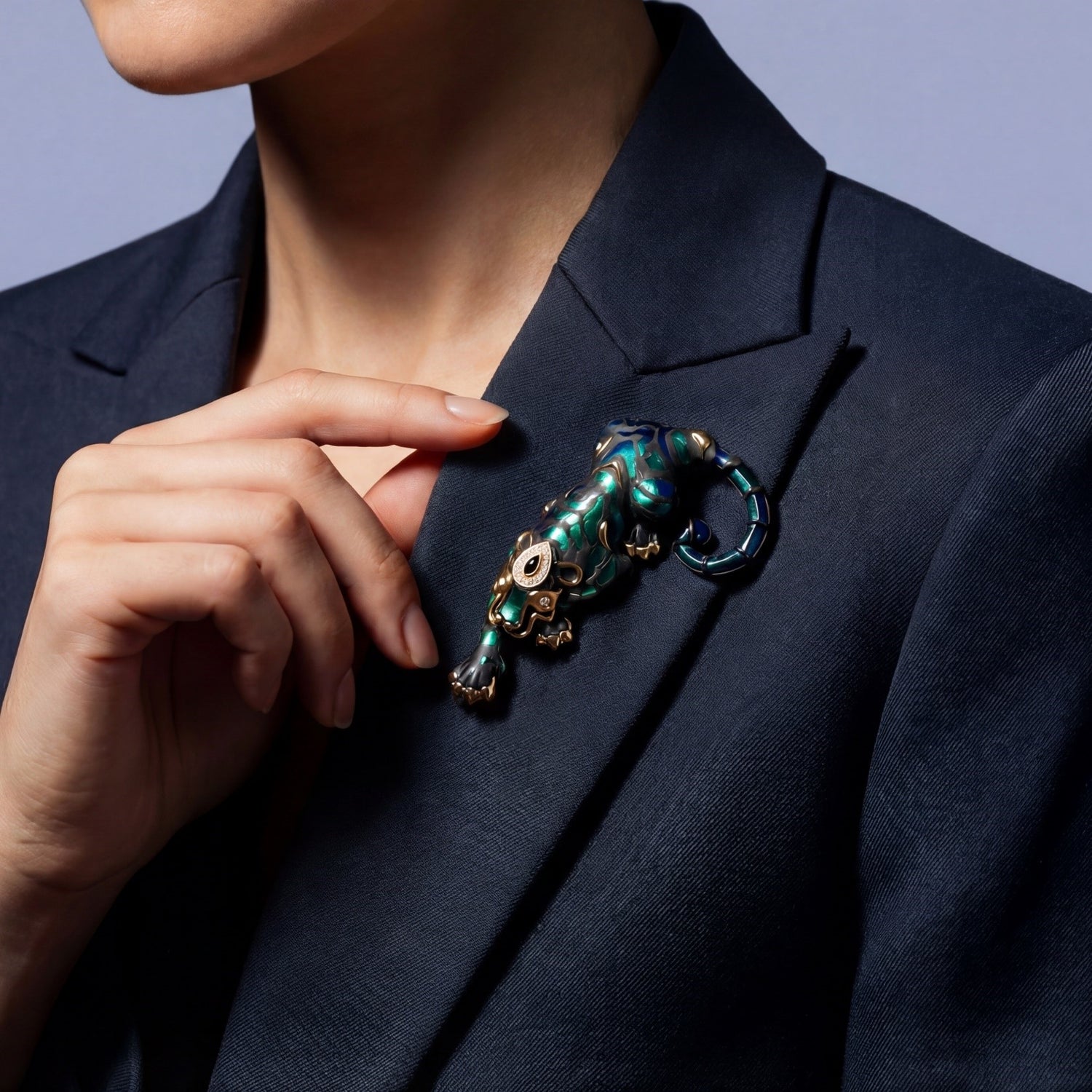 Preying Tiger Scarab Brooch/Lapel Pin