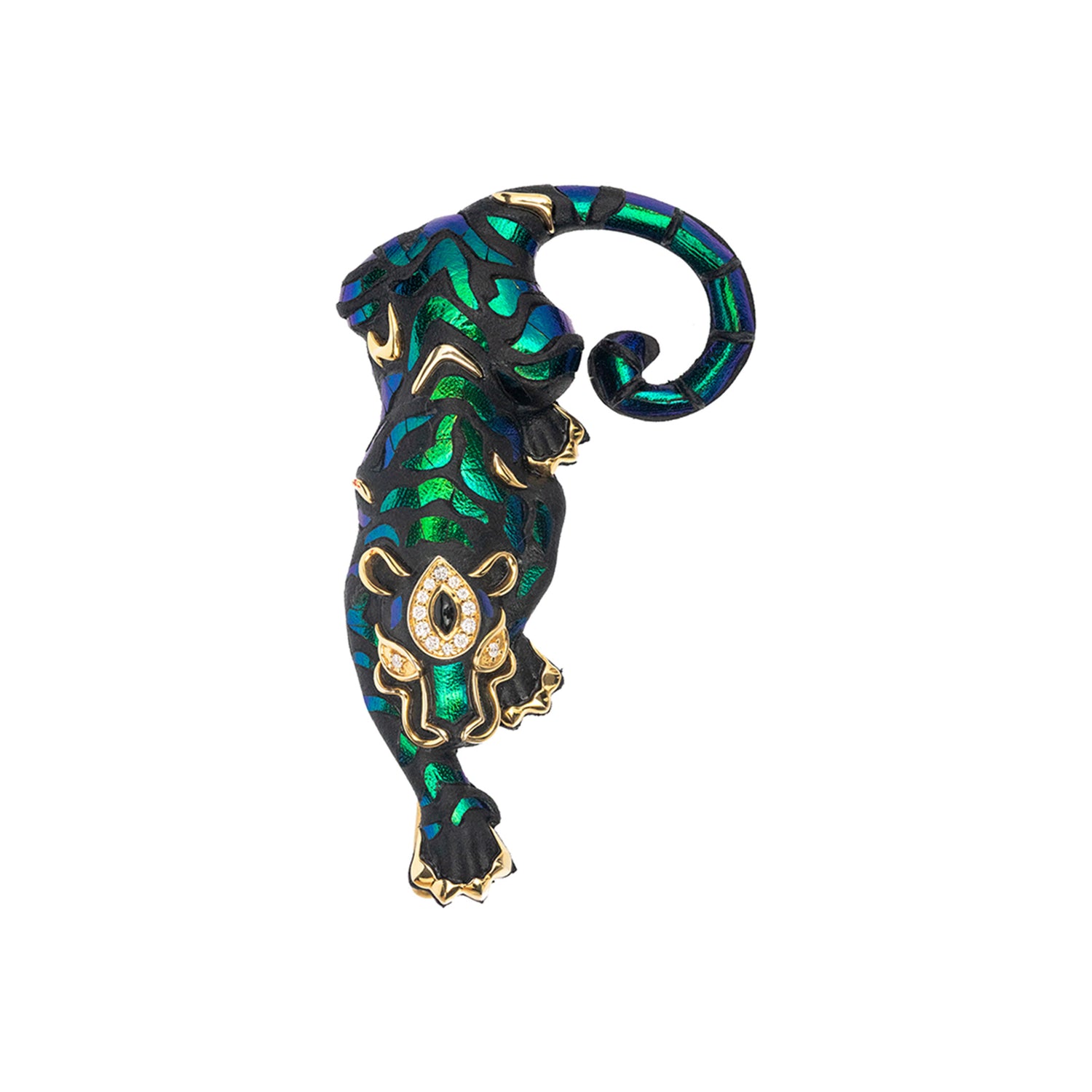 Preying Tiger Scarab Brooch/Lapel Pin
