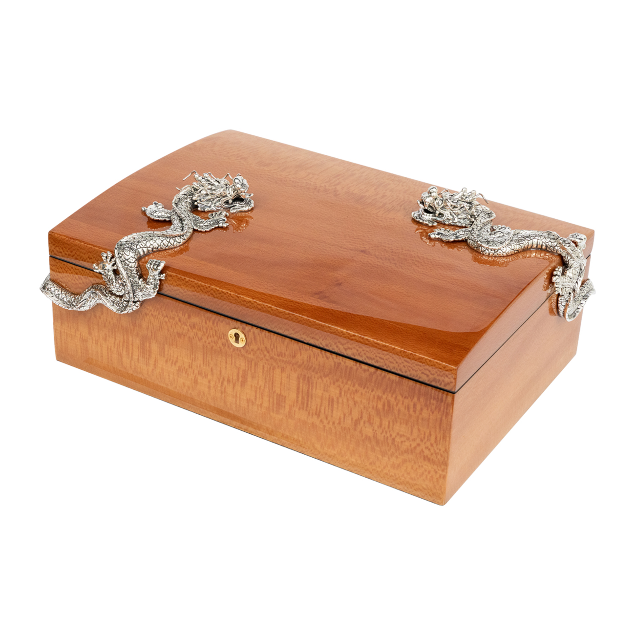 Cigar Humidor with Twin Silver Dragons #L
