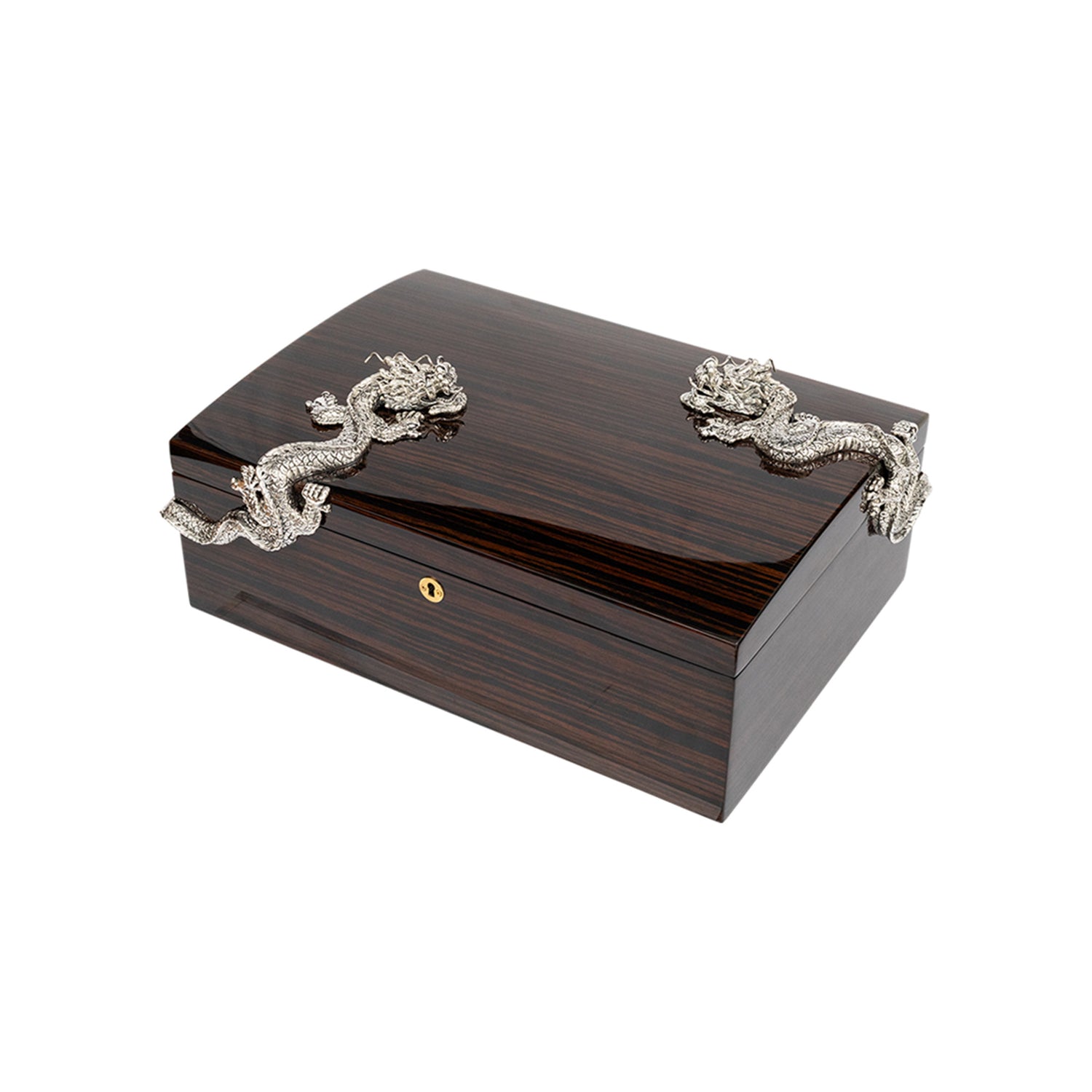 Cigar Humidor with Twin Silver Dragons #L