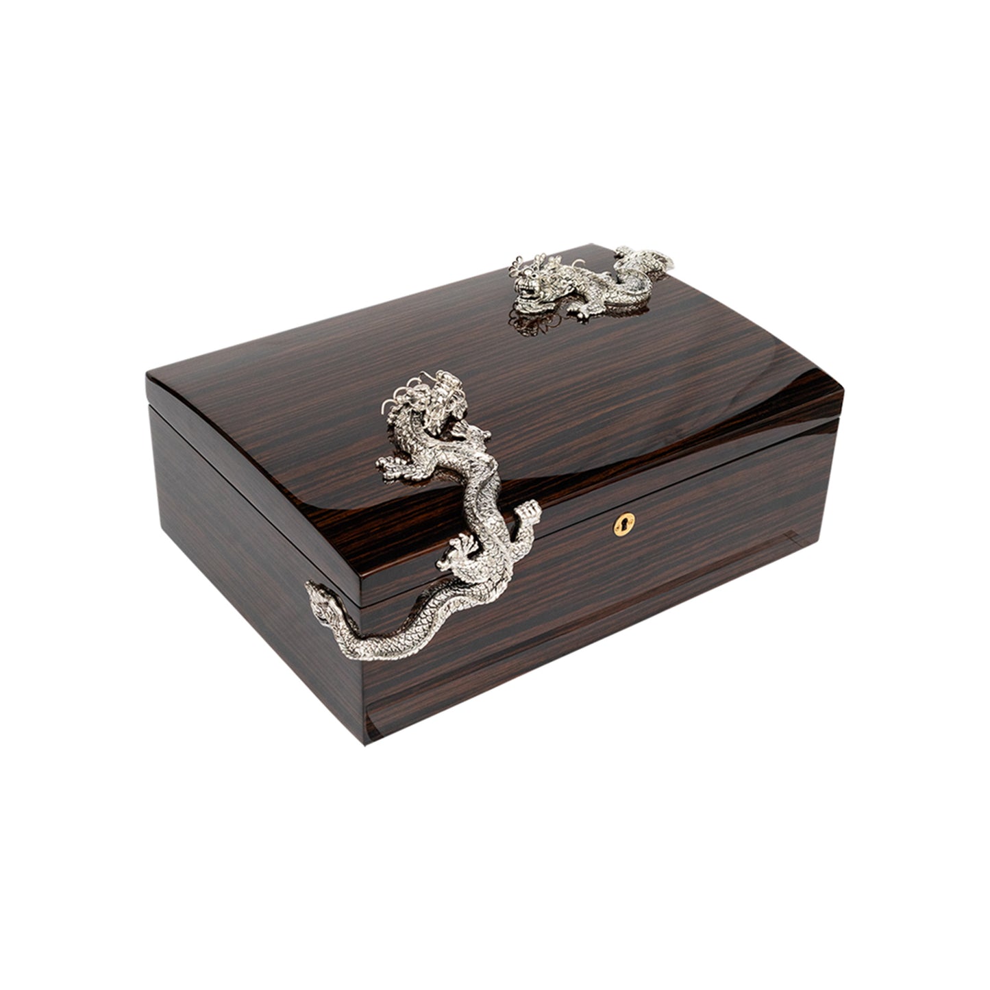 Cigar Humidor with Twin Silver Dragons #L