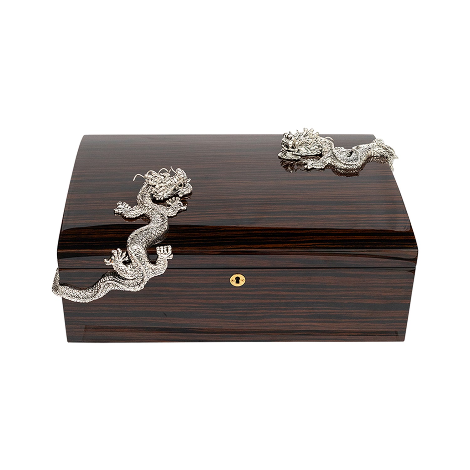 Cigar Humidor with Twin Silver Dragons #L