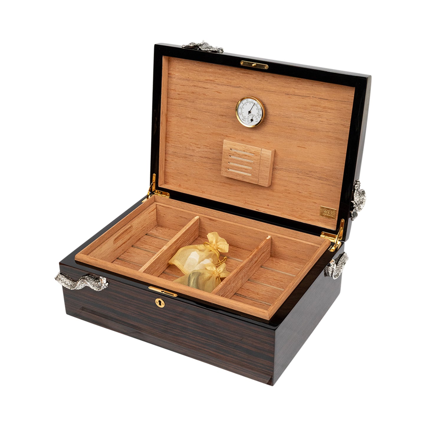 Cigar Humidor with Twin Silver Dragons #L