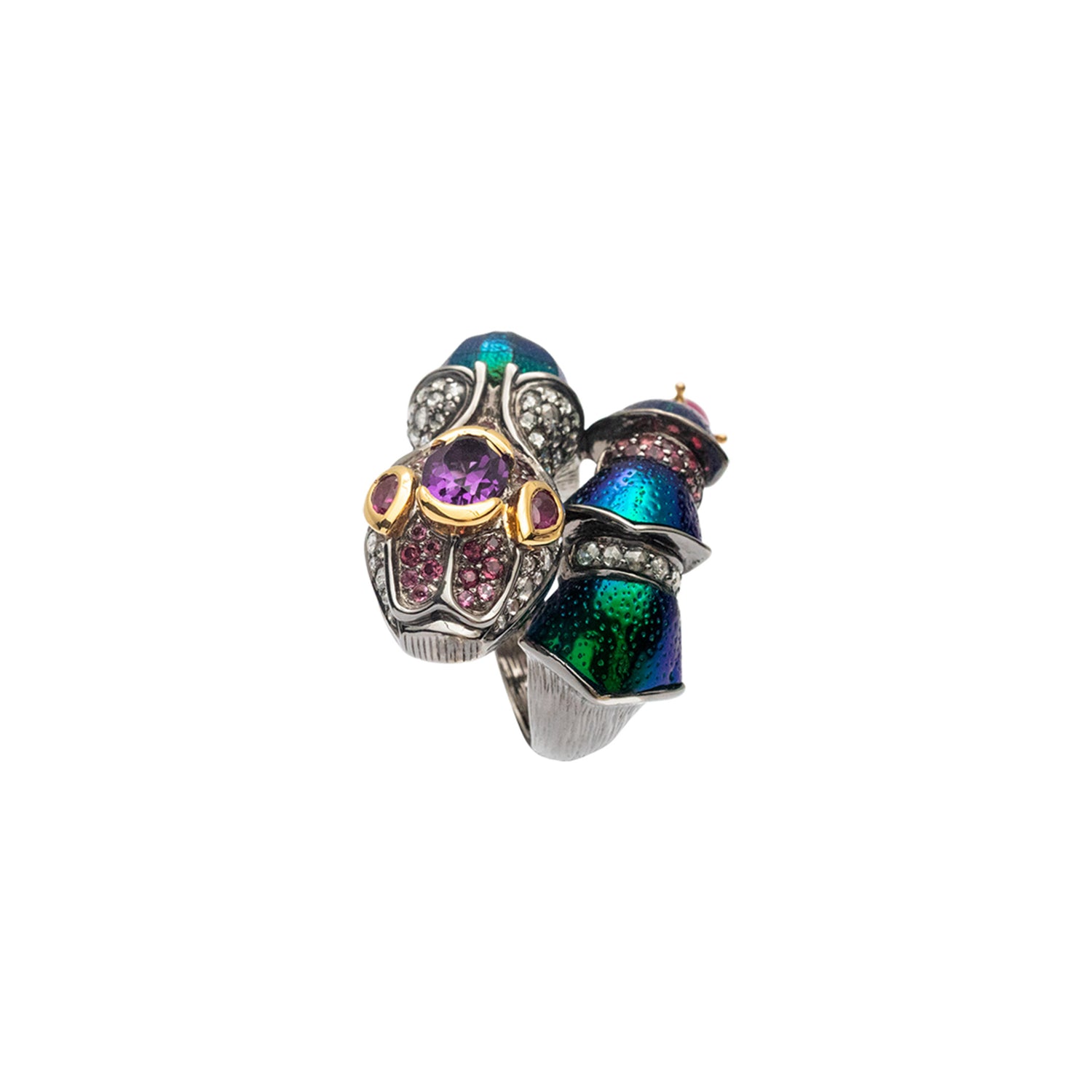 Imperial Scarab & Amethyst Snake Ring
