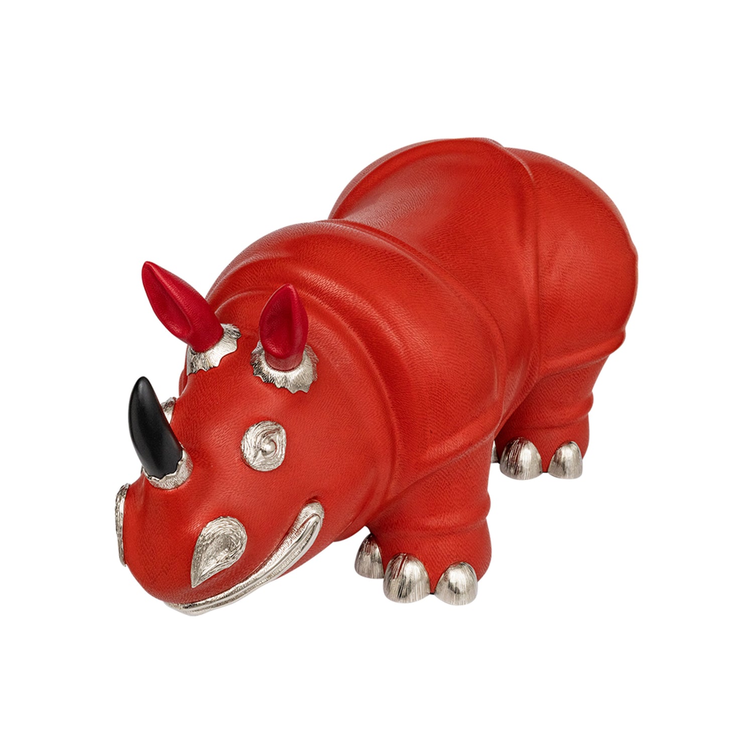 Red Lacquer Rhino Stool