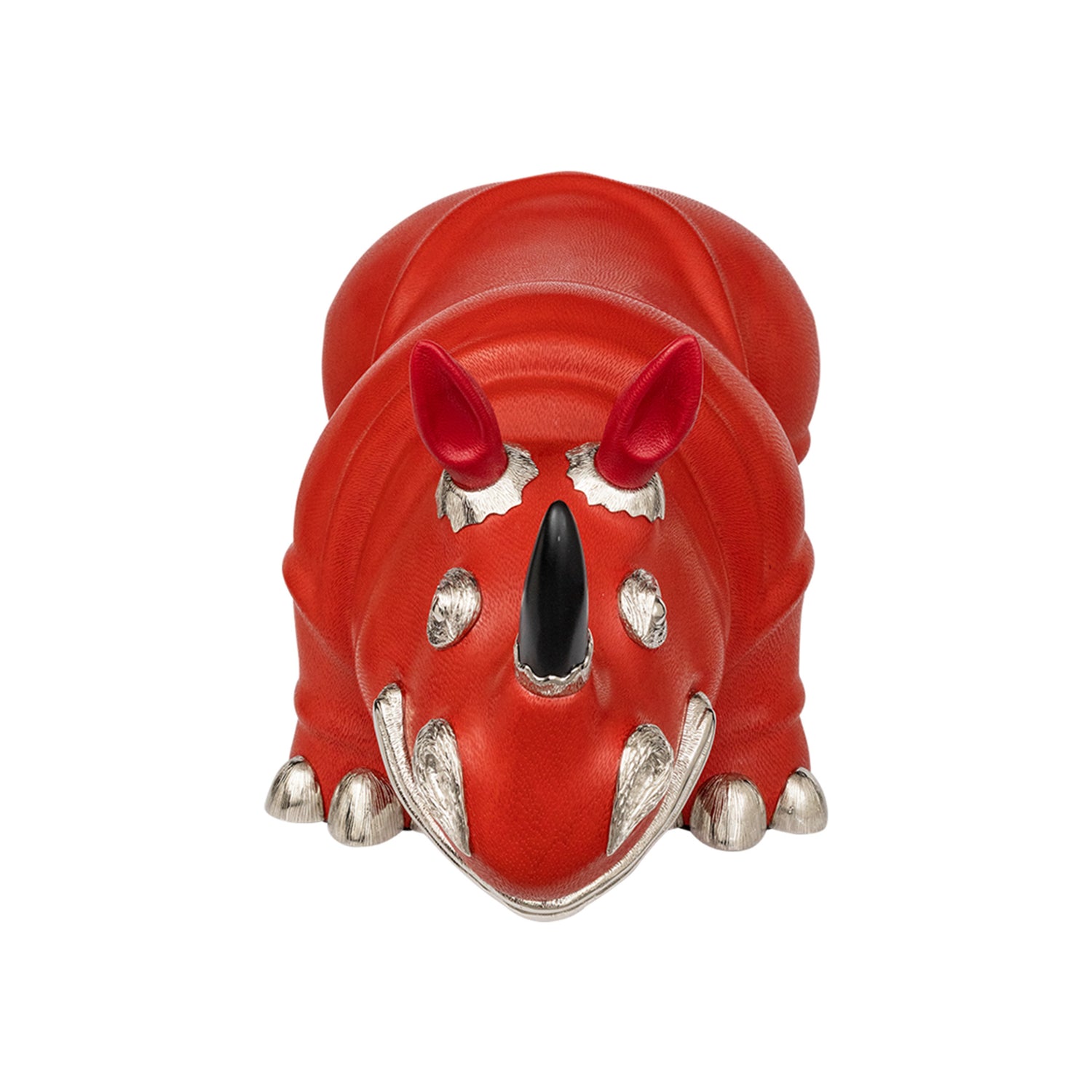 Red Lacquer Rhino Stool