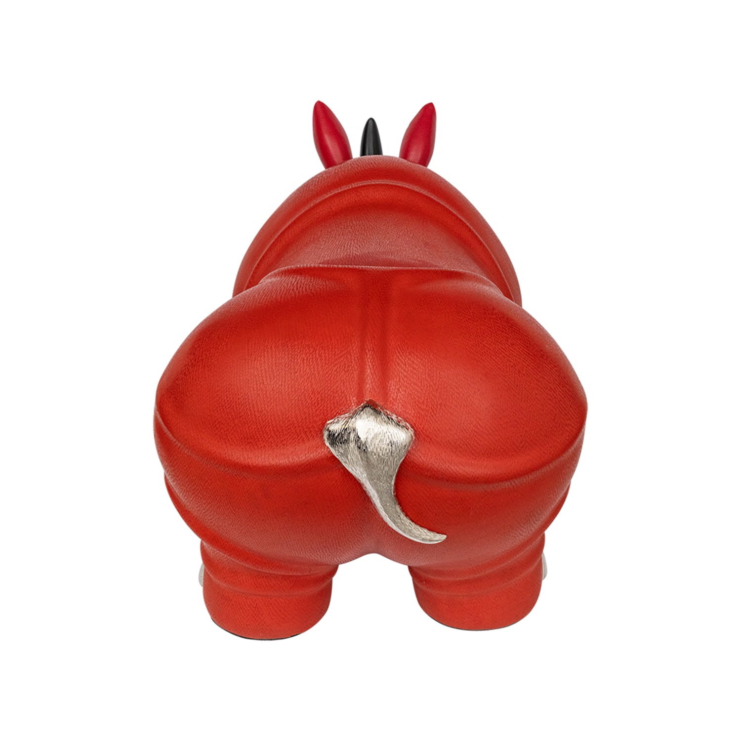 Red Lacquer Rhino Stool