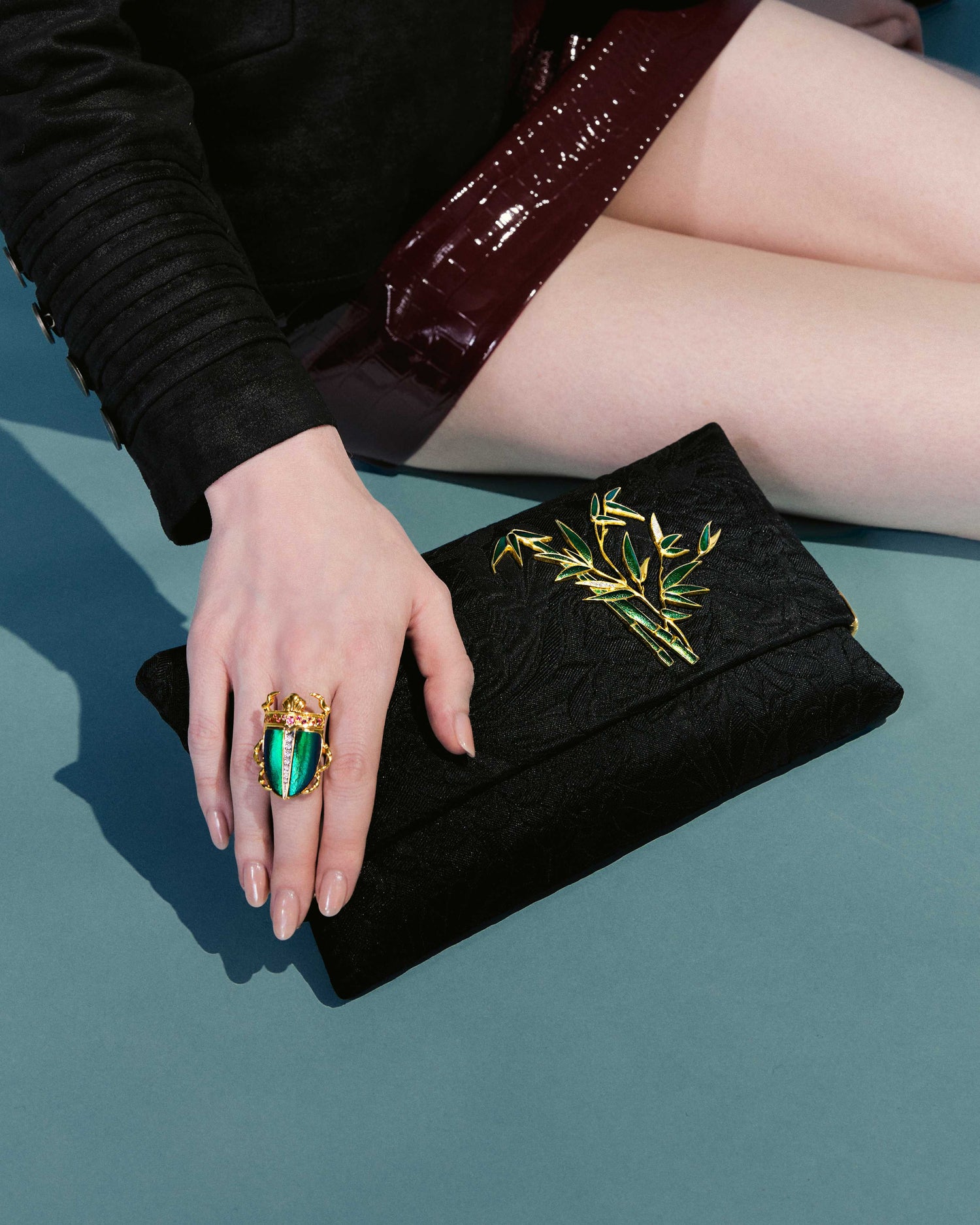 Scarab & Silk Garden Bamboo Clutch
