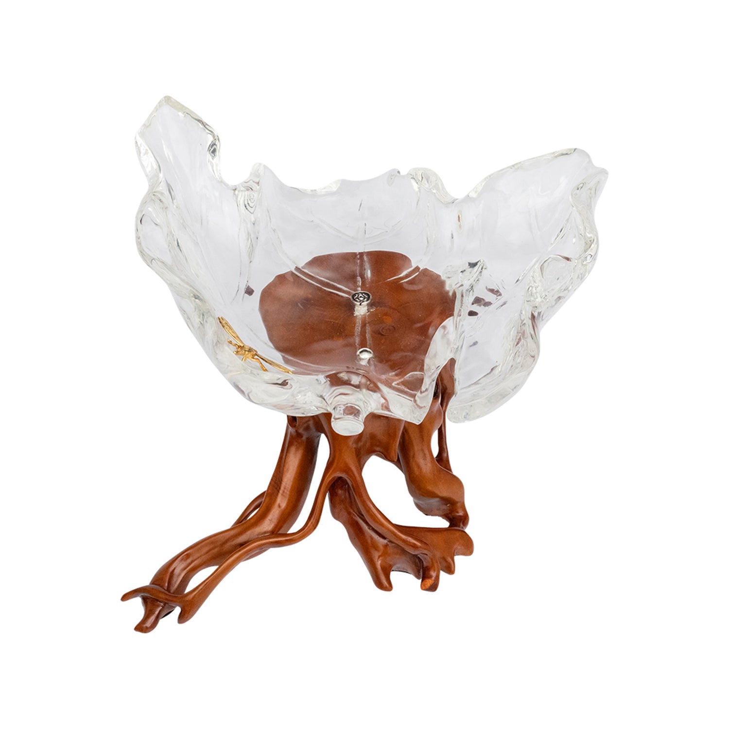Glacial Maple Leaf Bowl with Golden Dragonfly