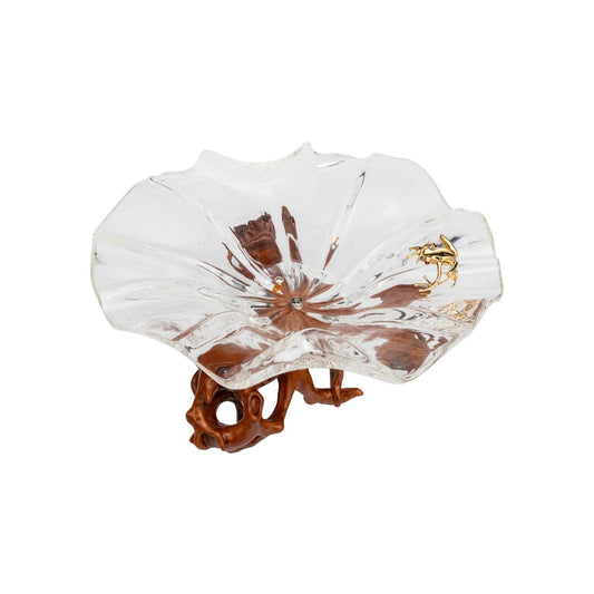 Frosted Leaf and Golden Frog Bowl