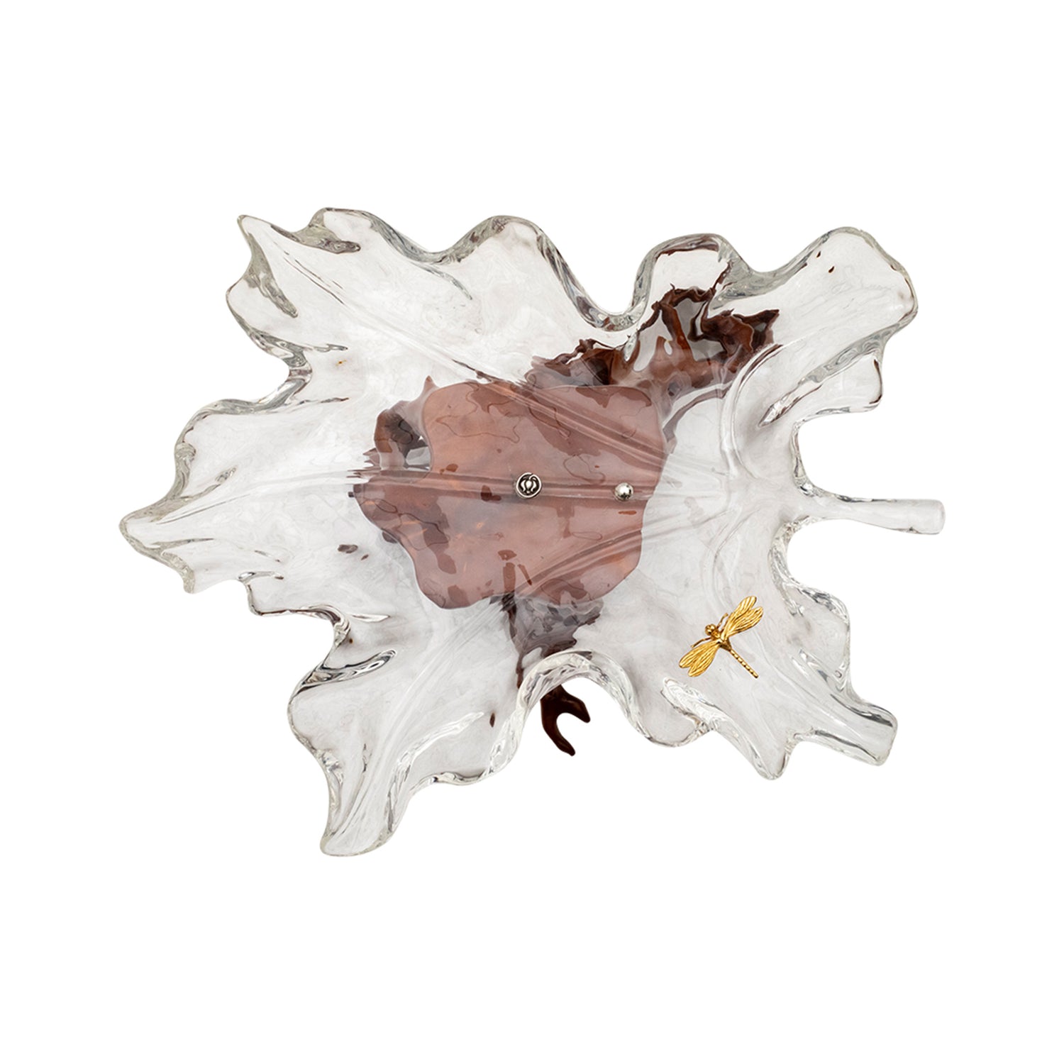 Glacial Maple Leaf Bowl with Golden Dragonfly