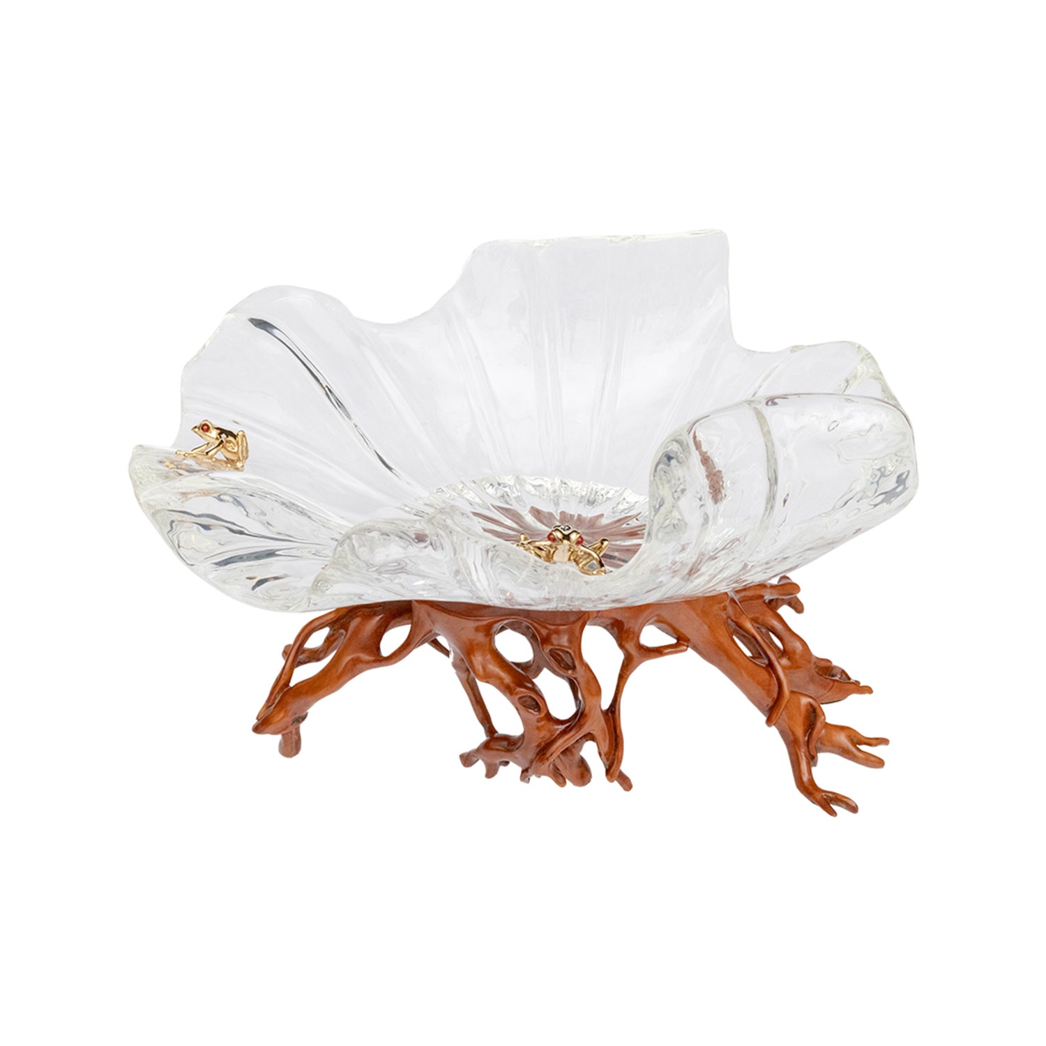 Frosted Leaf and Golden Frog Bowl