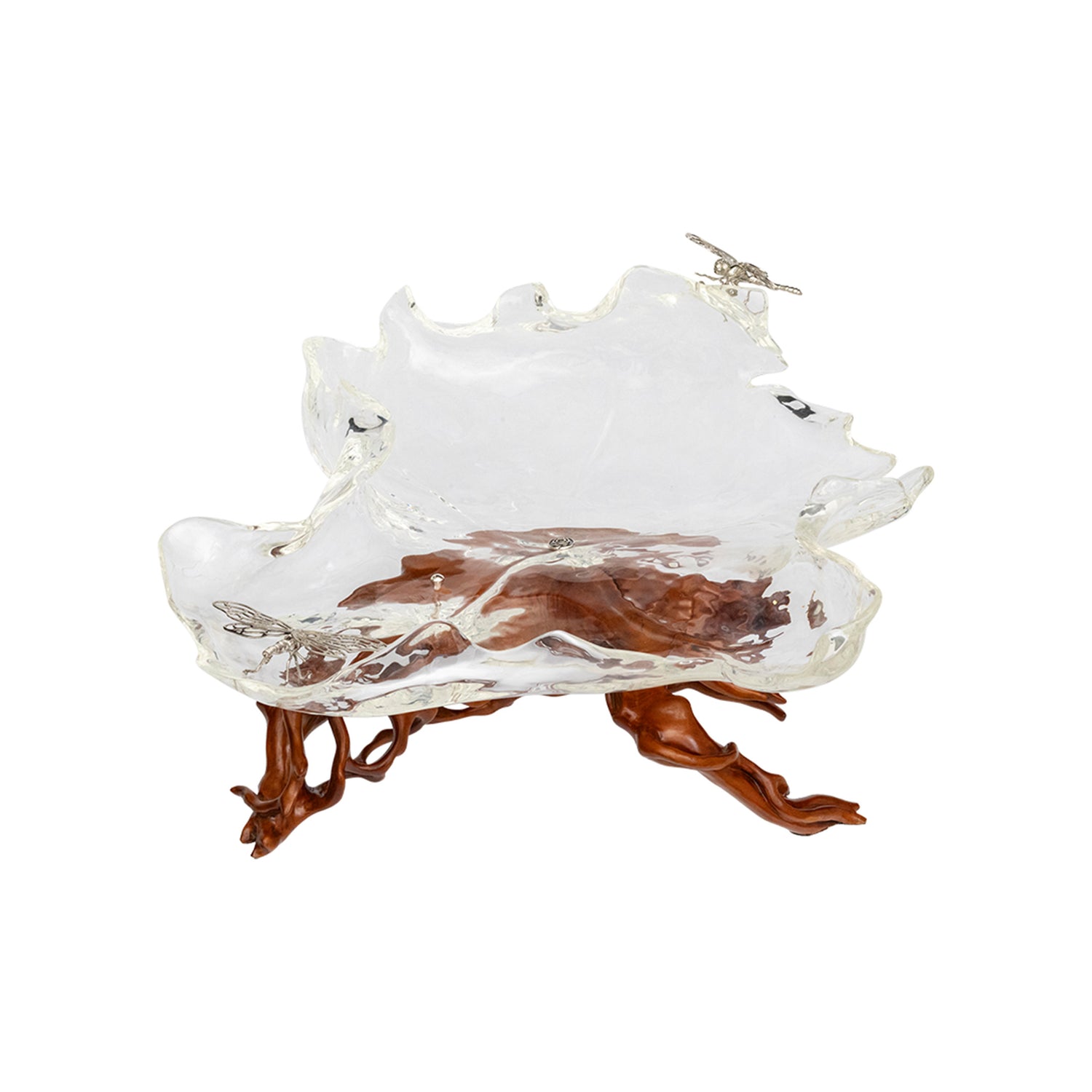 Glacial Maple Leaf Bowl with Moonlit Dragonflies