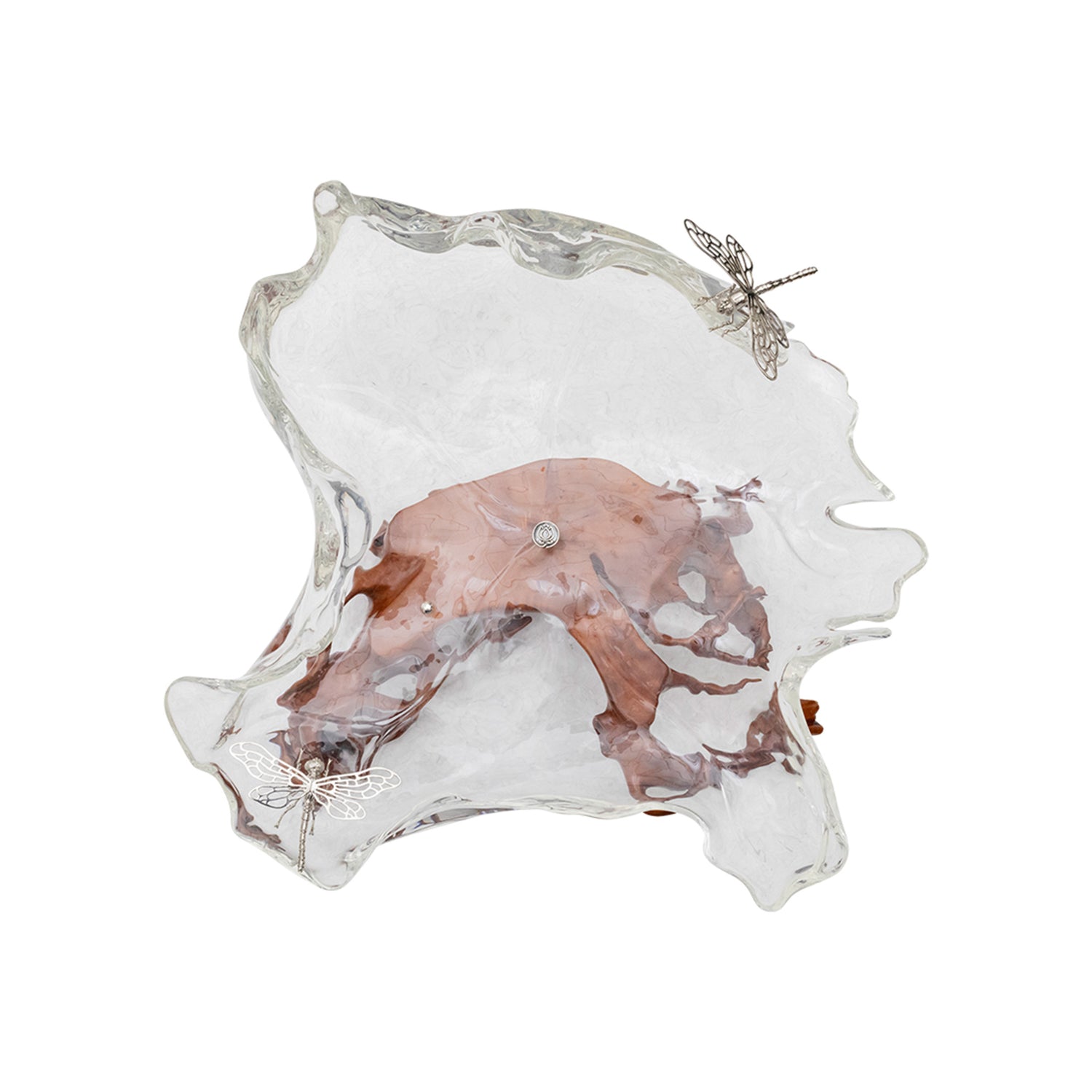 Glacial Maple Leaf Bowl with Moonlit Dragonflies