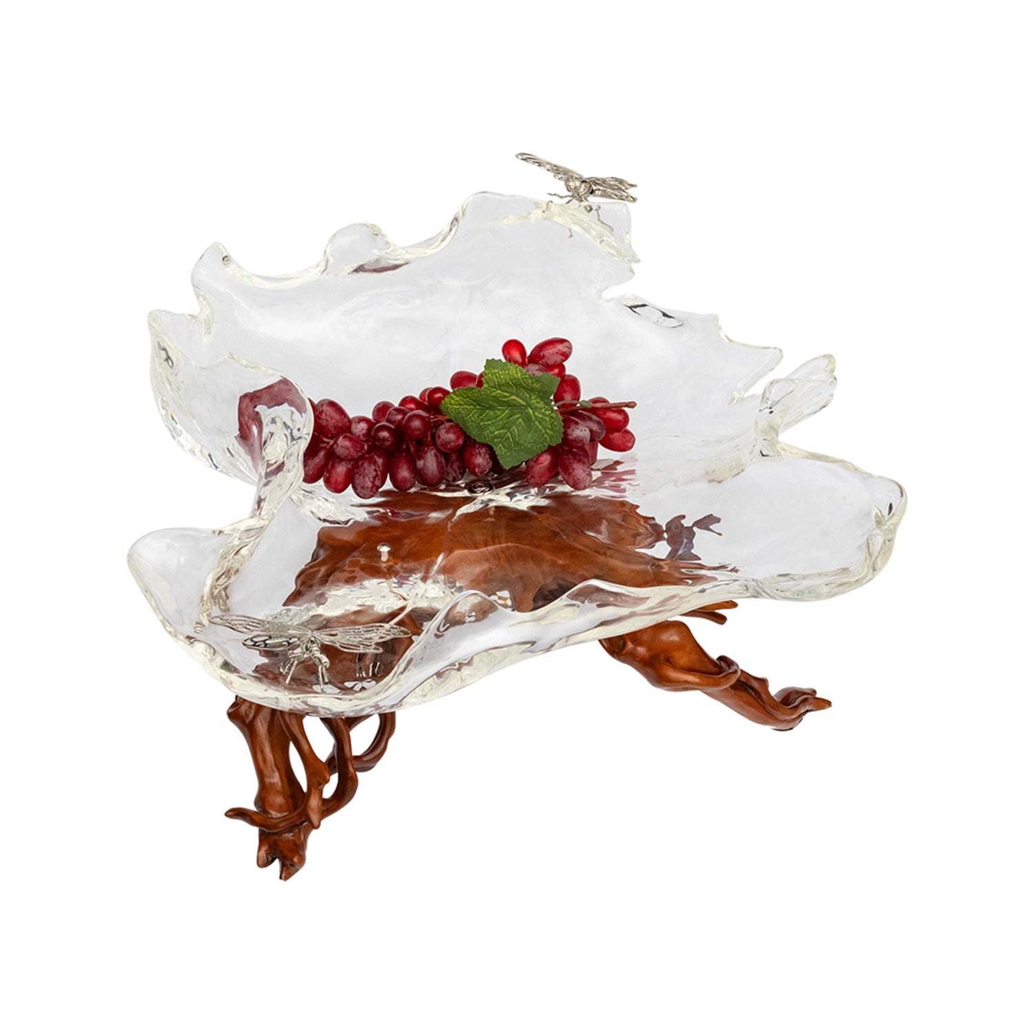 Glacial Maple Leaf Bowl with Moonlit Dragonflies