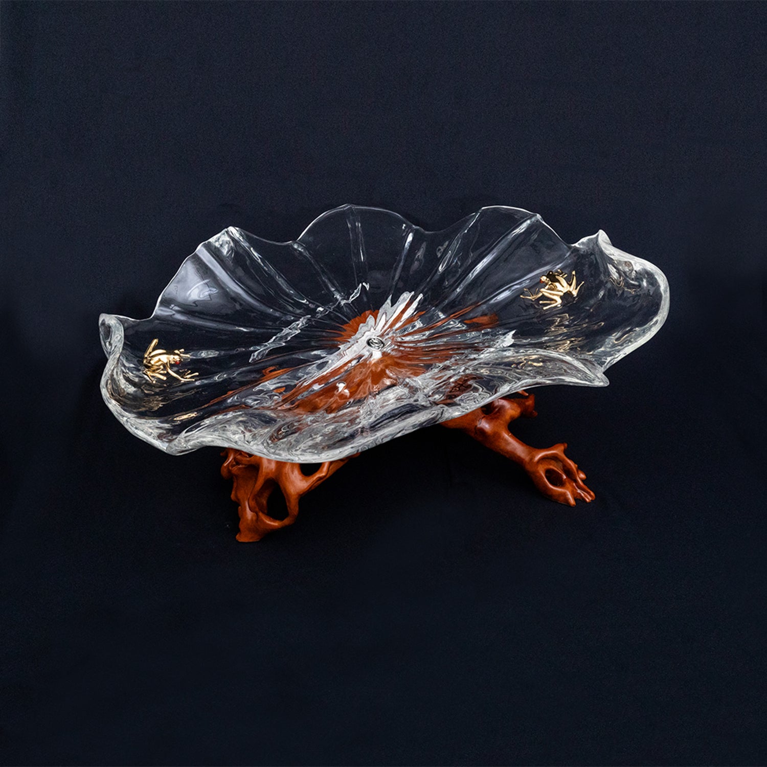 Frosted Leaf and Golden Frog Bowl