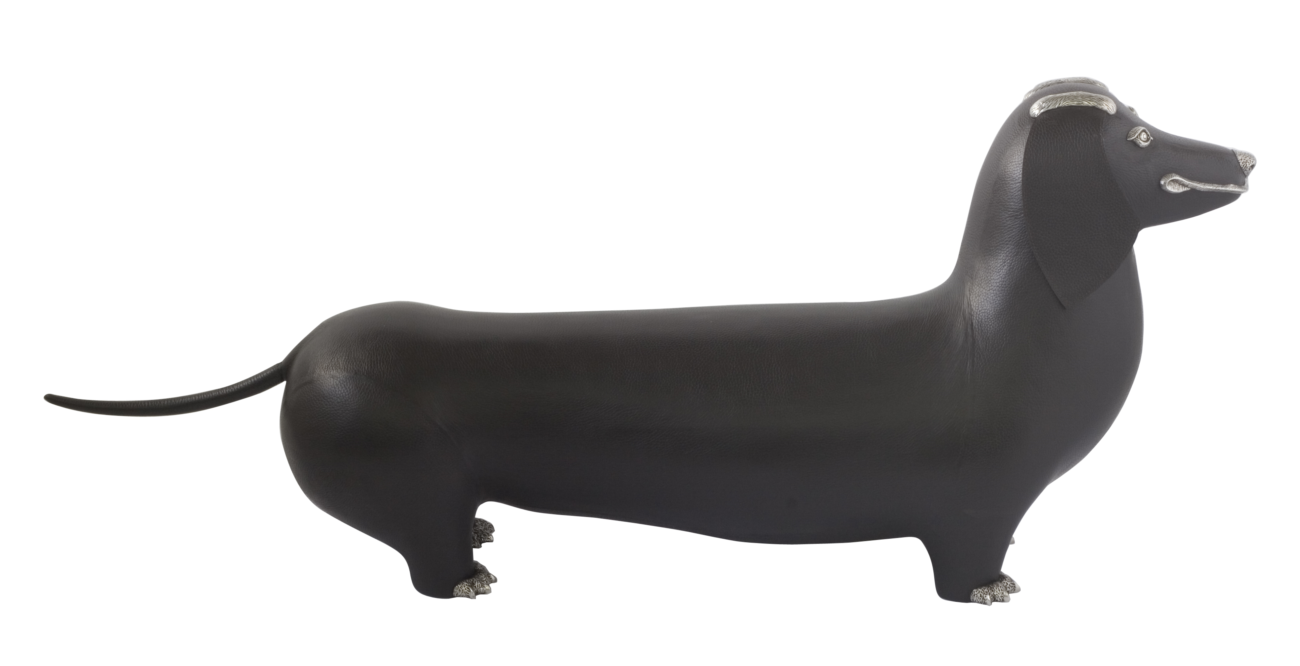Brown Leather Sausage Dog Stool