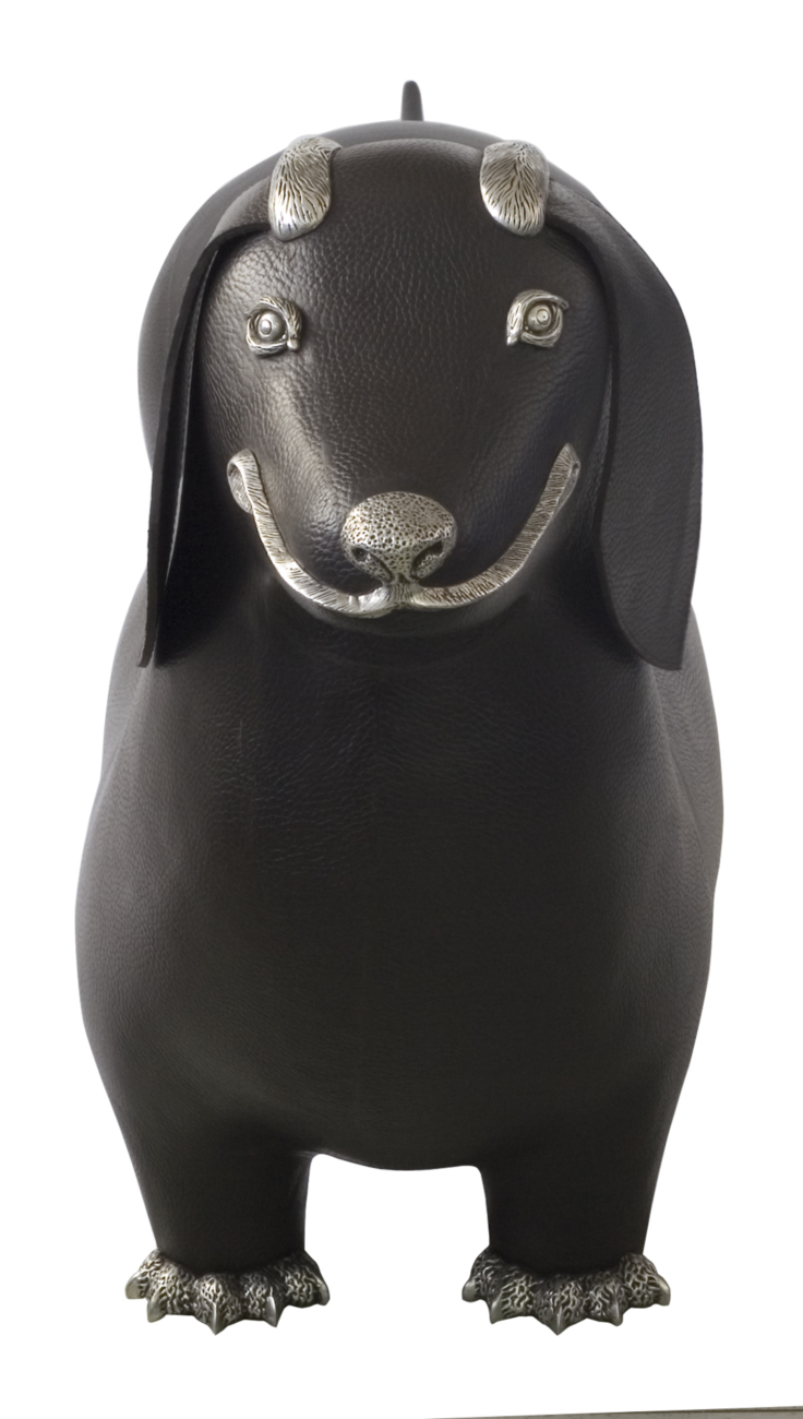 Brown Leather Sausage Dog Stool