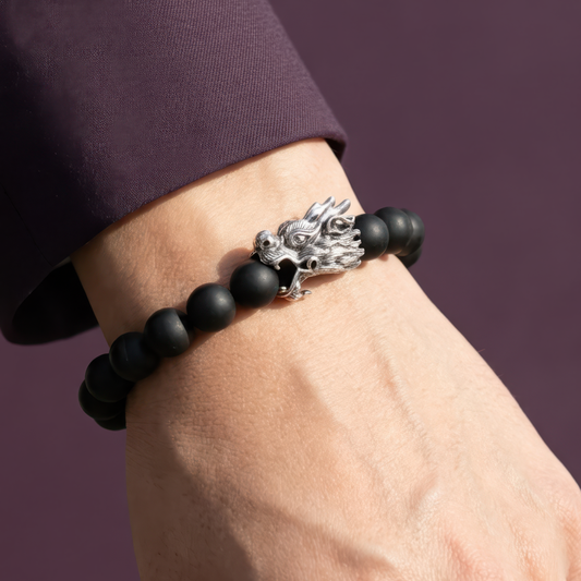 Chinese Zodiac Ebony Bead Bracelet - Year of the Dragon