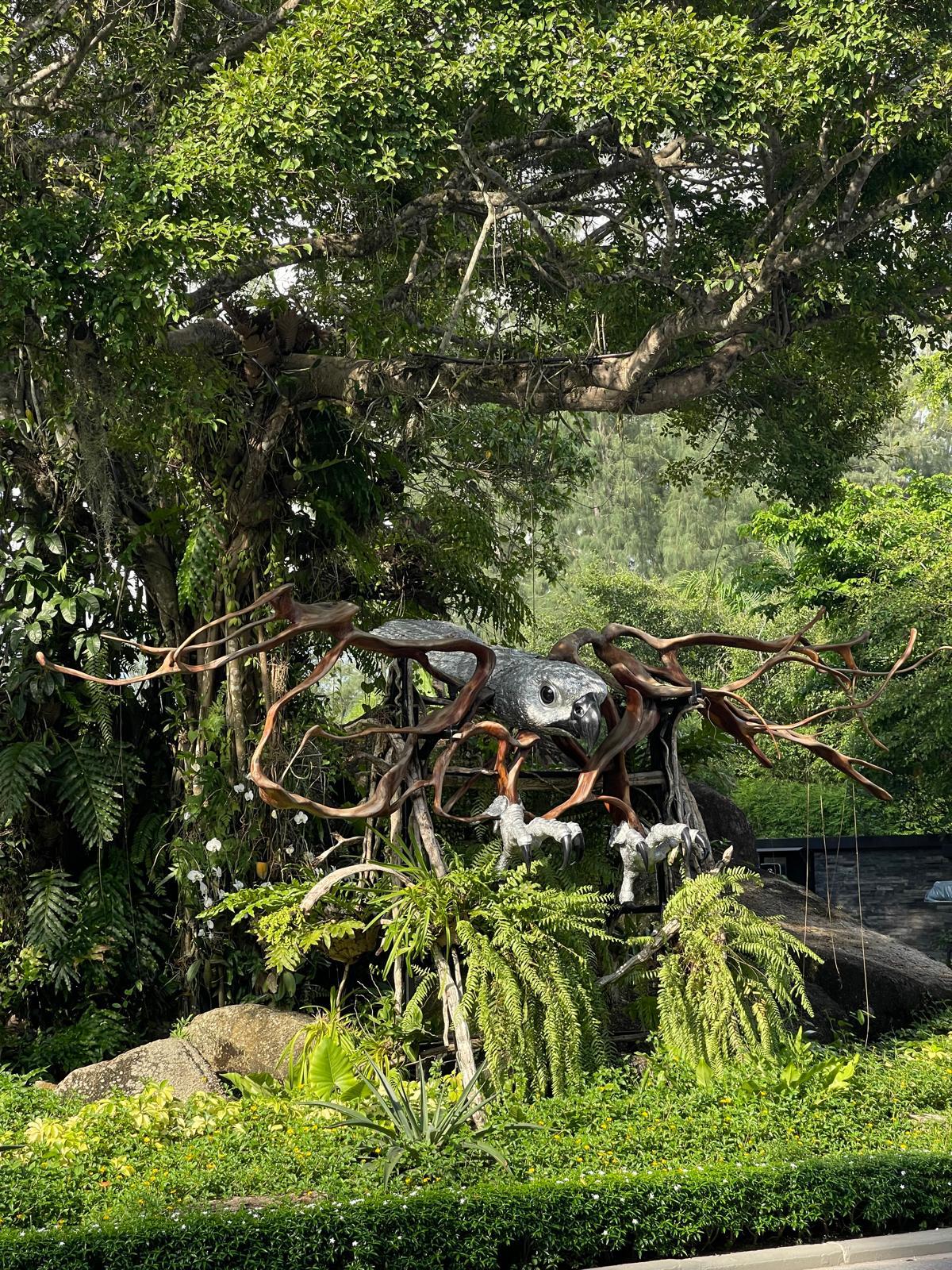 Mahogany Falcon Sculpture