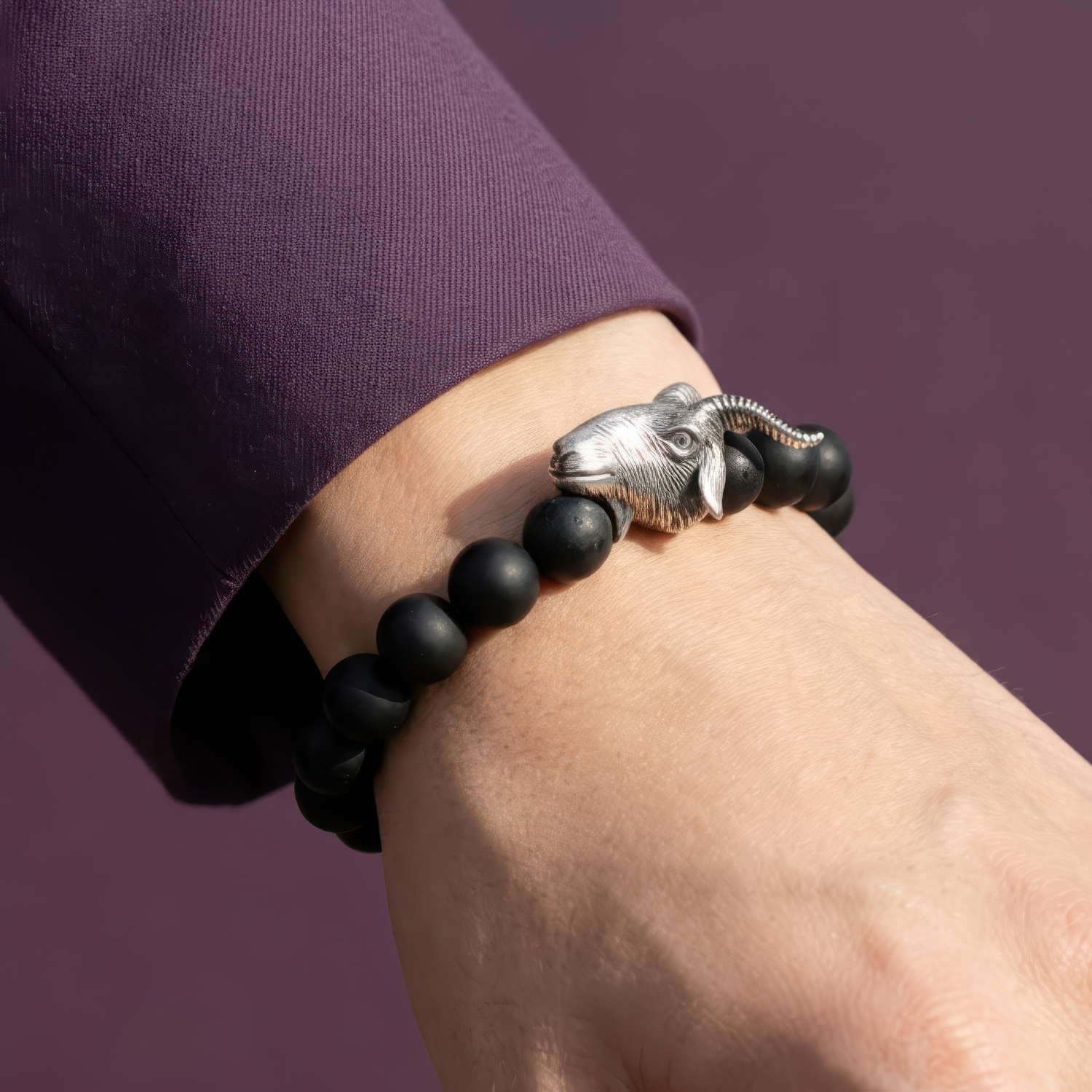 Chinese Zodiac Ebony Bead Bracelet - Year of the Goat
