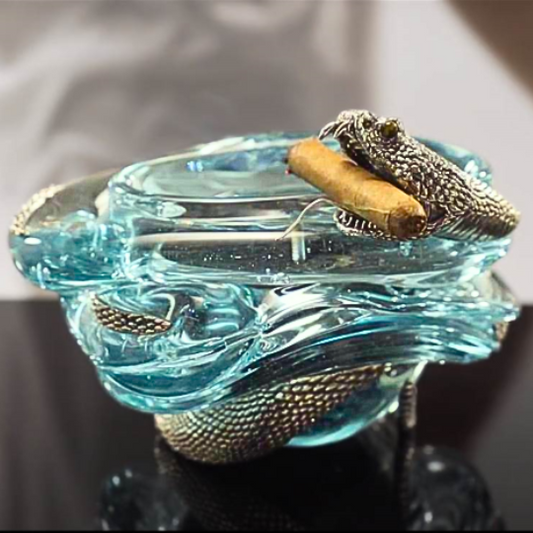 Glass Bowl with Silver Snake