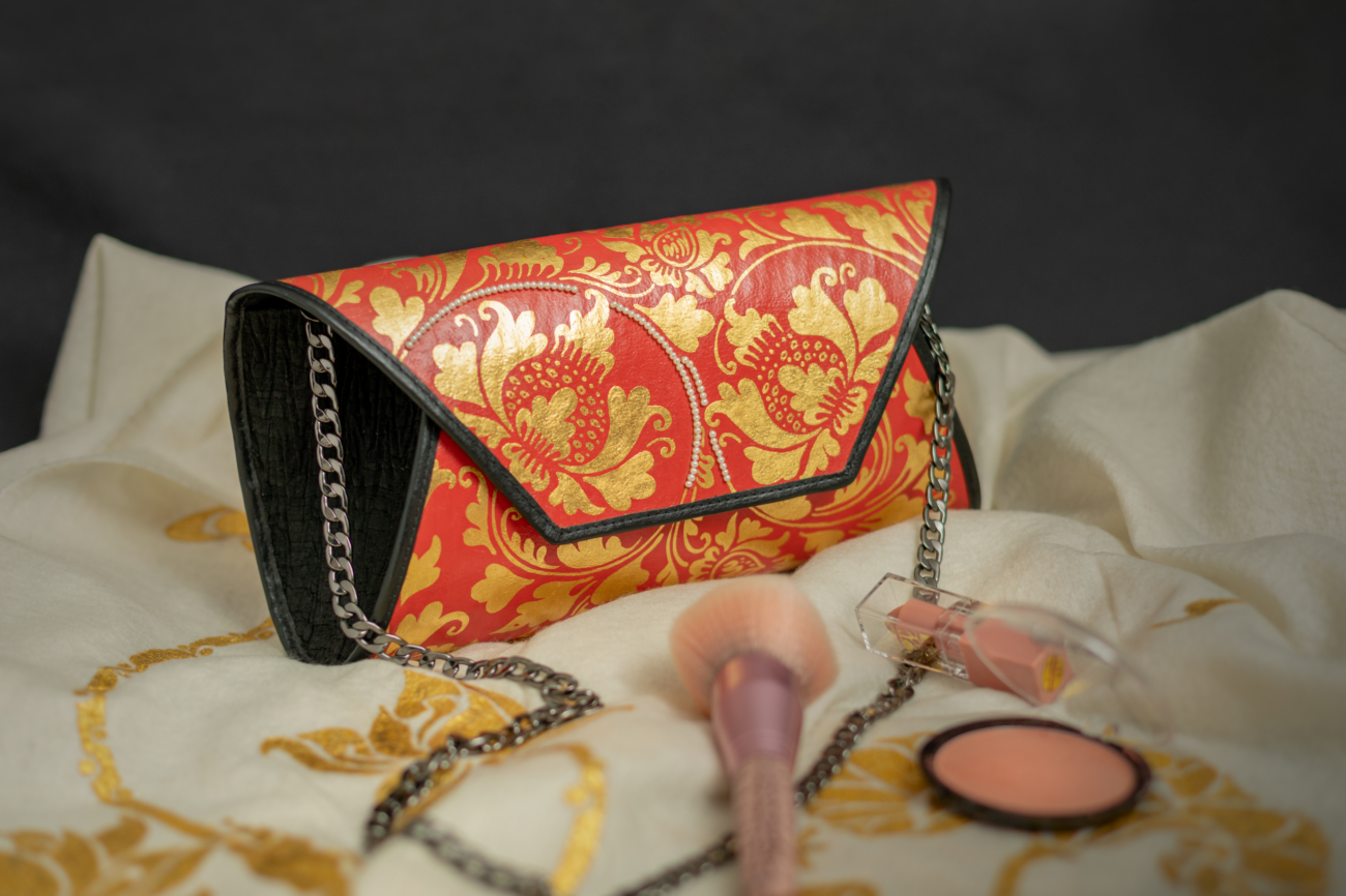 Bamboo ‘Envelope’ Clutch with Pearls