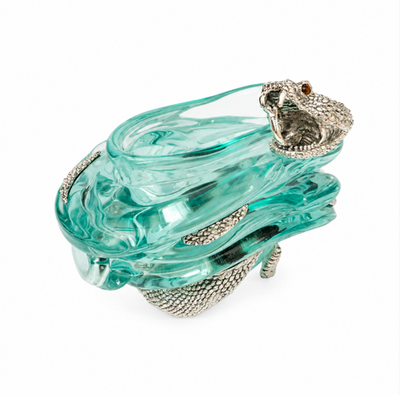 Glass Bowl with Silver Snake