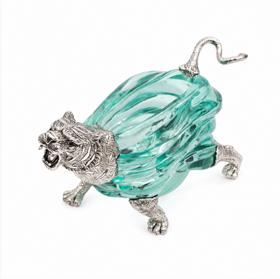 Glass Container with Silver Tiger