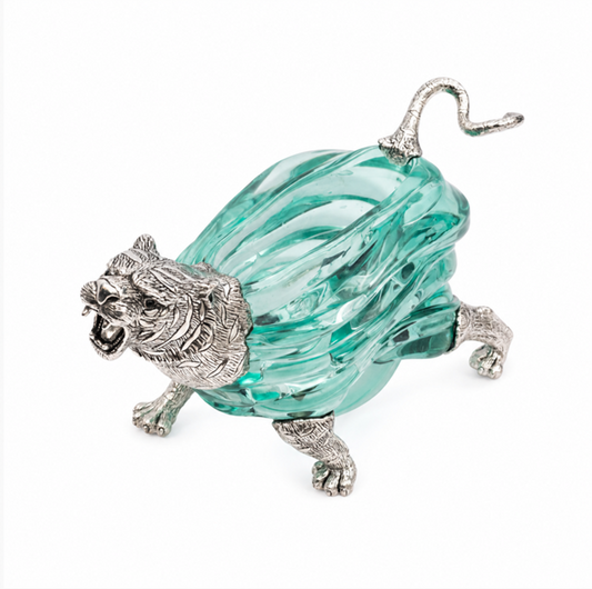 Glass Container with Silver Tiger