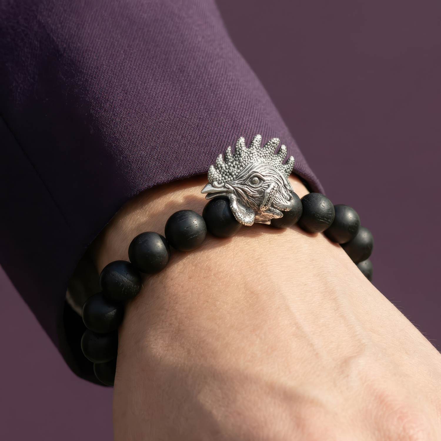 Chinese Zodiac Ebony Bead Bracelet - Year of the Rooster