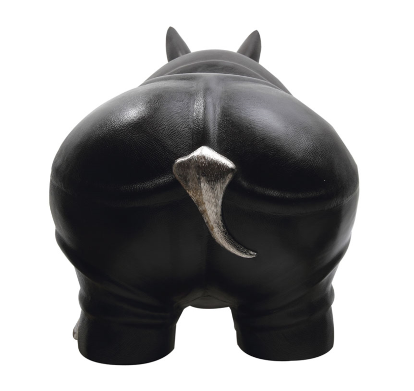 Brown Leather Rhino Stool
