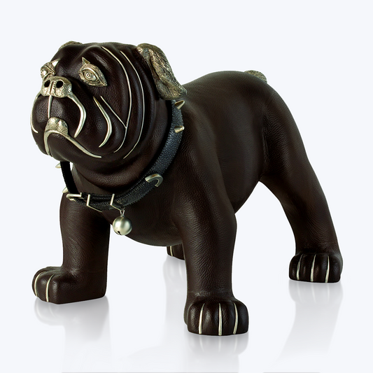 Brown Leather Bulldog Stool