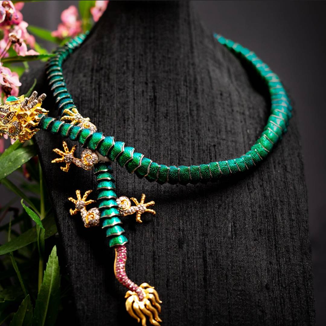 Scarab-Scaled Flexible Dragon Necklace