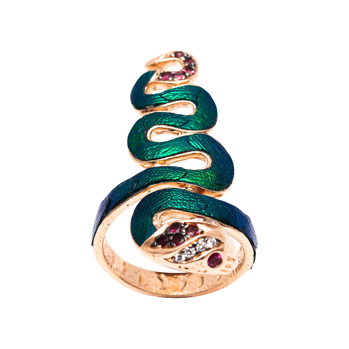 Snake Ring with Scarab, Tourmaline and Diamond