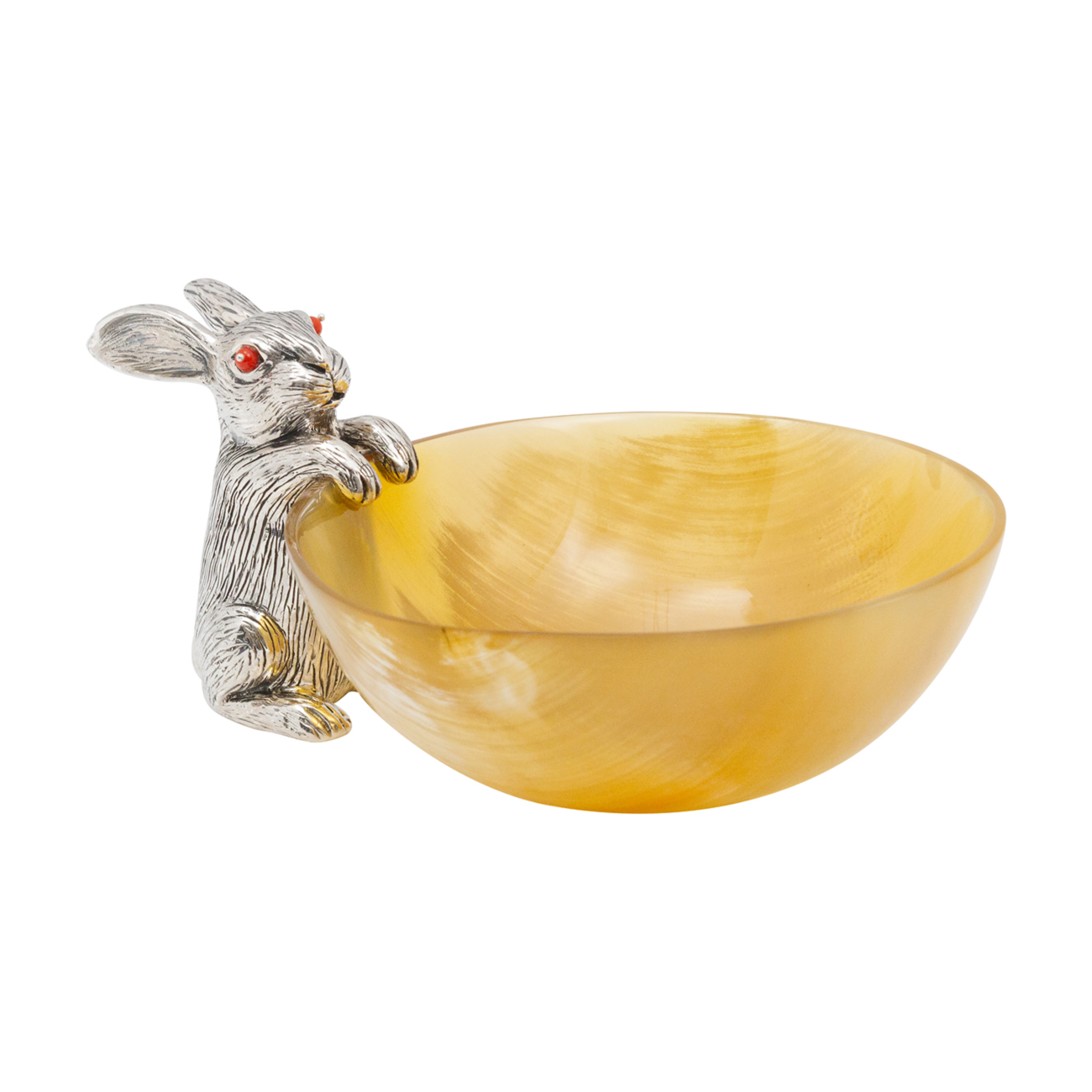 Buffalo Horn Bowl with Silver Rabbit