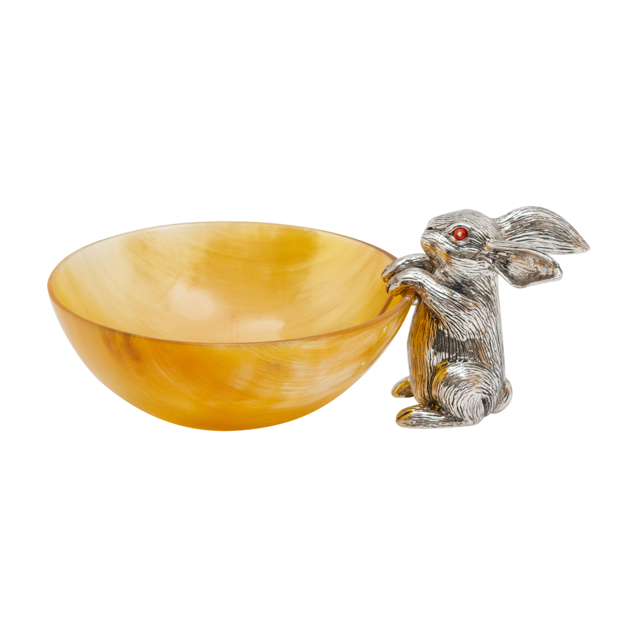 Buffalo Horn Bowl with Silver Rabbit