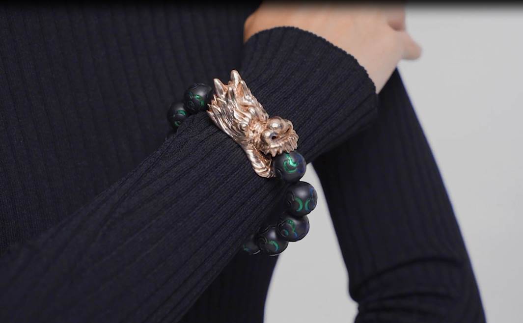 Dragon Mala Bracelet with Scarab Inlay