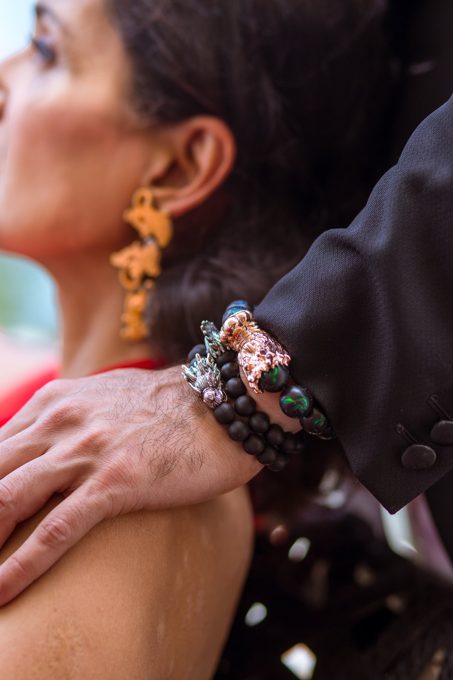 Dragon Mala Bracelet with Scarab Inlay