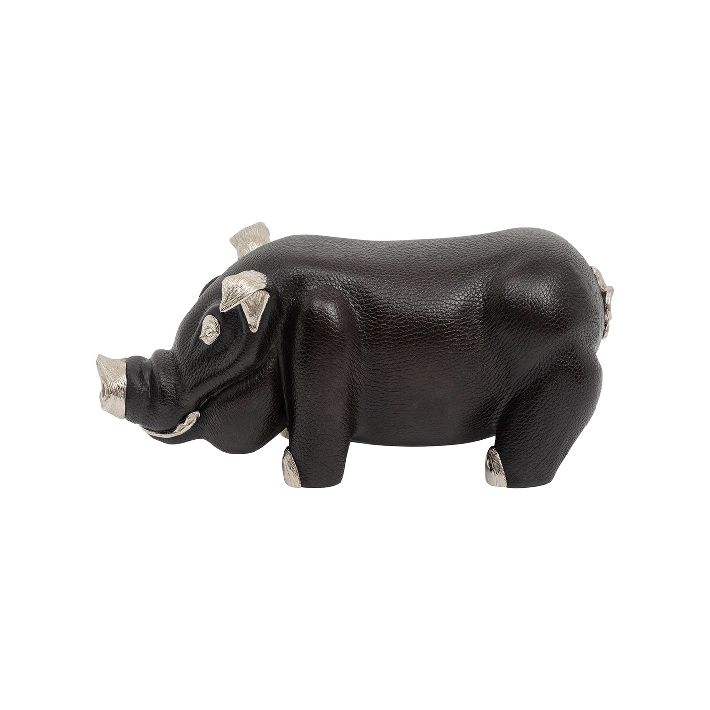 Brown Leather Pig Paperweight/Bookend