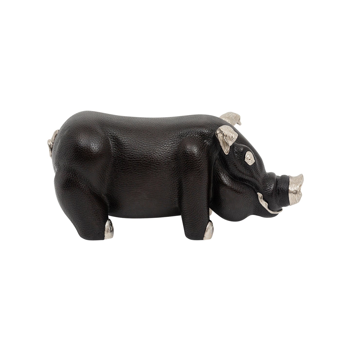 Brown Leather Pig Paperweight/Bookend